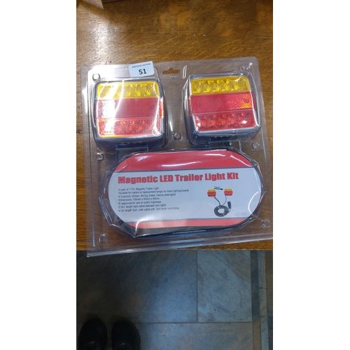 51 - Boxed magnetic LED trailer light kit comprising two 7-pin rear lamps with multi-function indicators,... 