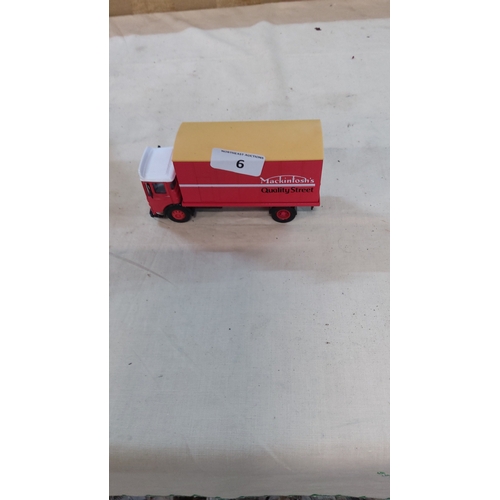 6 - Corgi die-cast scale model delivery truck in red and yellow “Mackintosh’s Quality Street” livery