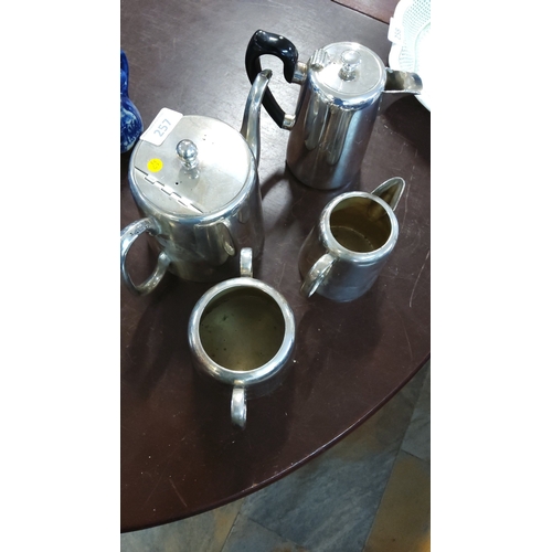 257 - Four-piece electroplated nickel silver hotelware  tea and coffee service by Viners of Sheffield, com... 