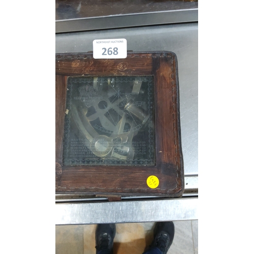 268 - Kelvin & Hughes replica brass nautical sextant, London 1917, complete with index mirror, vernier sca... 