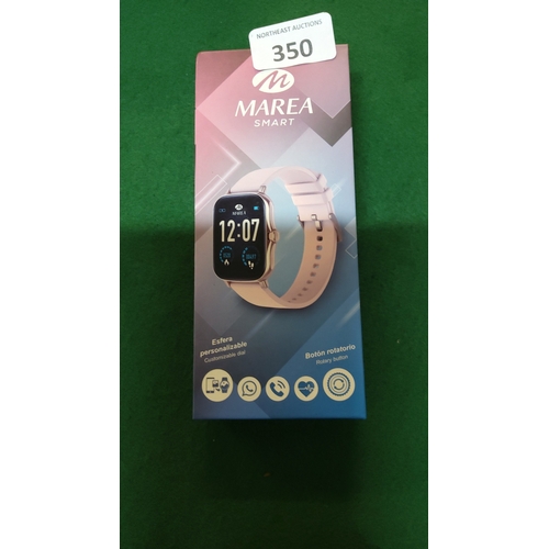 350 - Marea Smart smartwatch with pink strap, boxed with original packaging, featuring customizable dial a... 