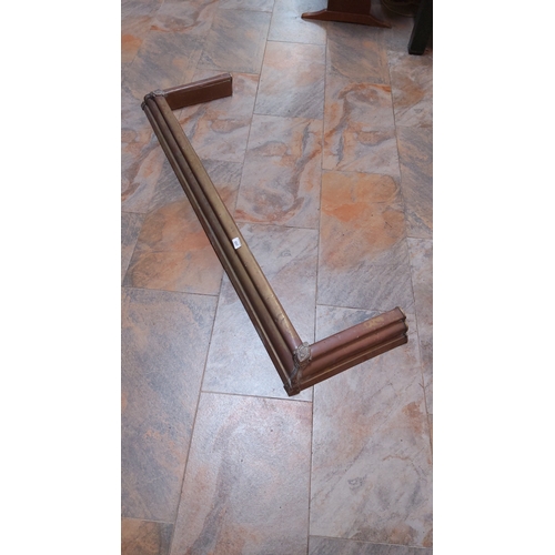 397 - Brass-mounted copper fireplace fender, U-shaped with triple bar front and rosette corner mounts.(4ft... 
