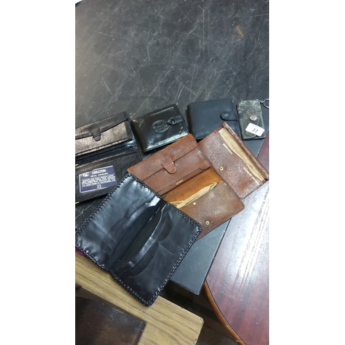 27 - Group of six leather gentlemen’s wallets and card cases, including Chiltern branded example, two bro... 