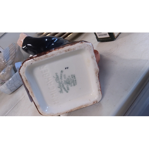 4 - A Royal Doulton character jug modelled as Mr Micawber top-hatted gentleman, in polychrome gloss glaz... 