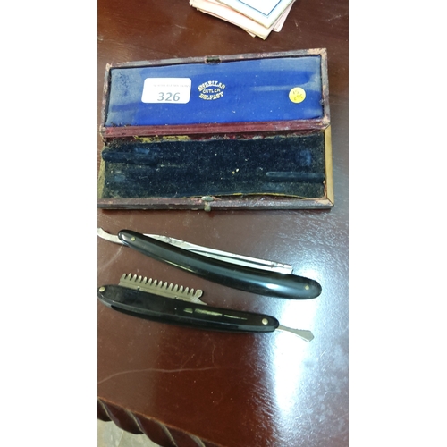 Pair of cut-throat razors, comprising a straight razor and a guarded ...