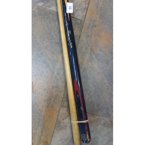 53 - Jimmy White signed BCE 2 piece snooker cue