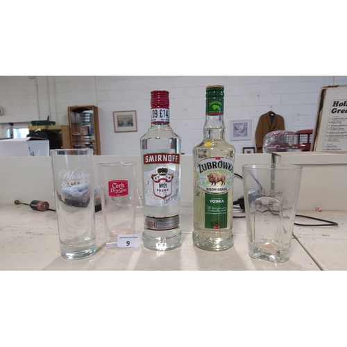 9 - Group of two 500ml spirit bottles (unopened), comprising Smirnoff No.21 vodka and Żubrówka Bison Gra... 