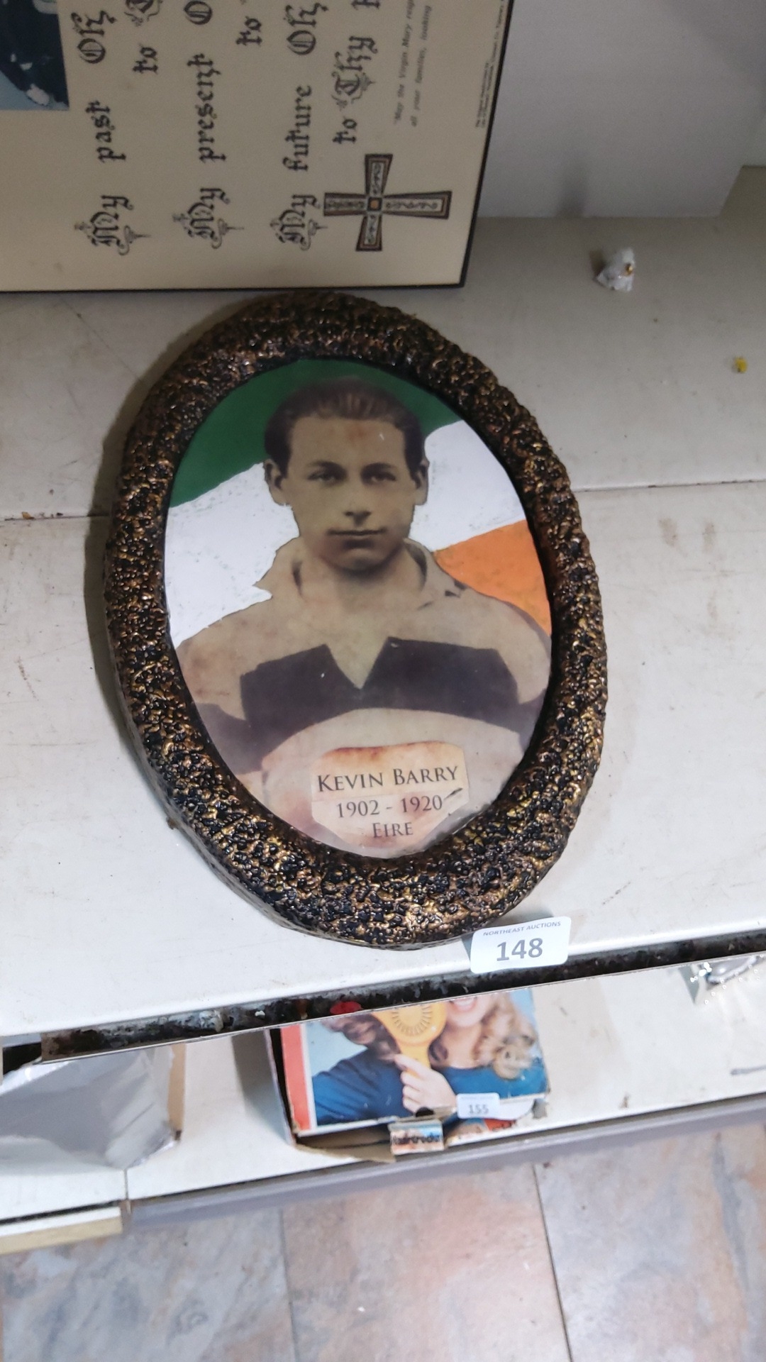 A framed commemorative portrait plaque of Kevin Barry, with Irish ...