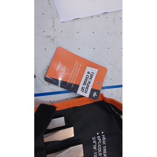 110 - Toolzone 12-piece punch and chisel set—heat-treated drop-forged steel comprising various cold chisel... 