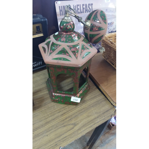 158 - Painted metal hexagonal hanging lantern ceiling light.