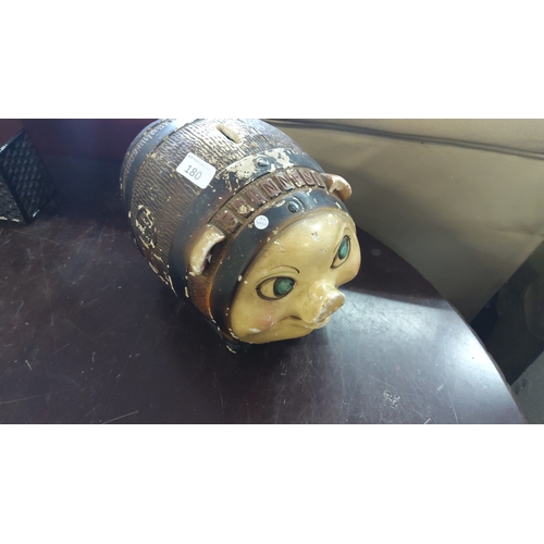 180 - Vintage original Guinness money box in the form of a barrel-body pig (sd to back side)