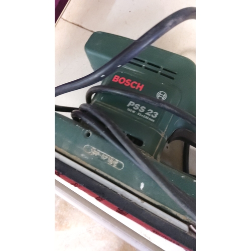 28 - Bosch PSS 23 electric orbital finishing sander, 140W, with integrated front handle and rectangular s... 