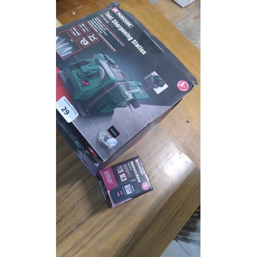 29 - Parkside tool sharpening station, model PSS 65 B1, boxed, with accessories illustrated; accompanied ... 