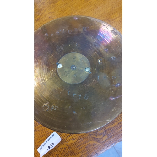 49 - An artillery shell base with 1916 date stamp