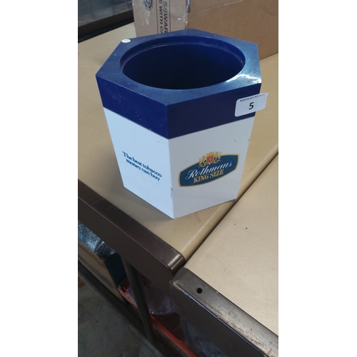 5 - Rothmans ‘King Size’ promotional counter-top ice bucket of hexagonal tapering form, the white body p... 