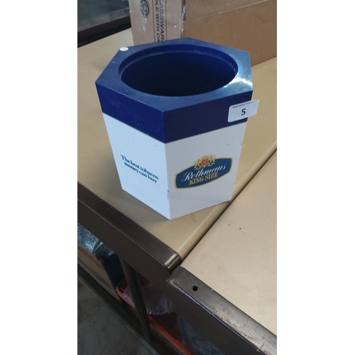 5 - Rothmans ‘King Size’ promotional counter-top ice bucket of hexagonal tapering form, the white body p... 