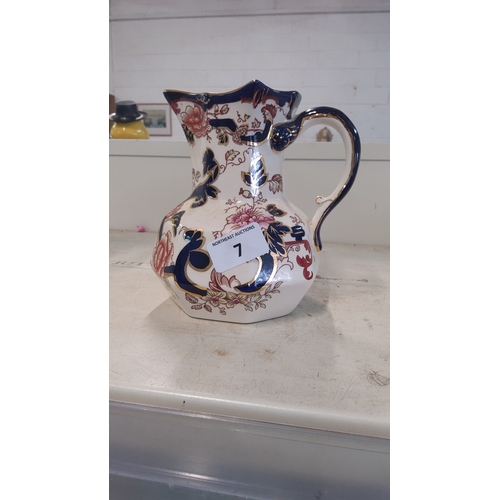 7 - Mason’s Ironstone jug in the ‘Mandalay’ pattern, printed and hand-painted.