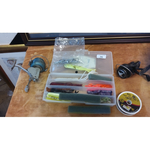 76 - A group of fishing tackle comprising an assorted selection of soft-plastic lures and terminal tackle... 