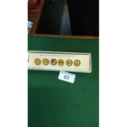 82 - Guinness promotional set of six novelty waistcoat buttons in the original presentation box, each wit... 