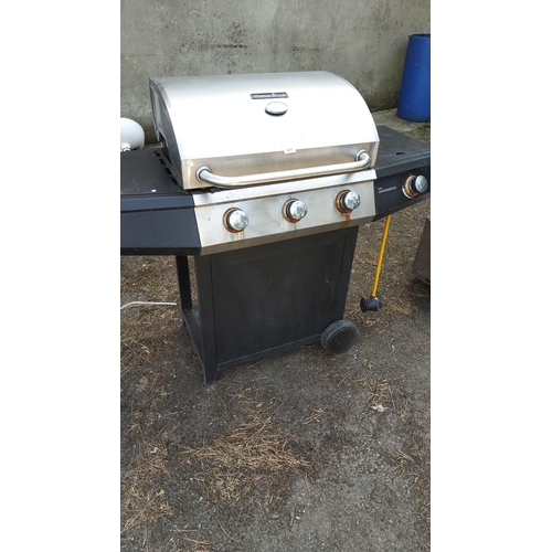 477 - Master Cook gas barbecue grill with stainless-steel hood, integral thermometer and tubular handle, t... 