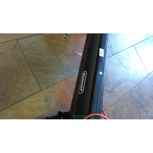 501 - Qualcast electric leaf blower, in green and black moulded plastic housing with integral handle and e... 
