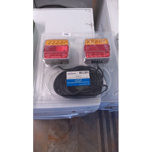 506 - Red Star LED magnetic trailer light set, comprising a pair of rectangular multi-function lamps with ... 