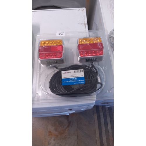 506 - Red Star LED magnetic trailer light set, comprising a pair of rectangular multi-function lamps with ... 