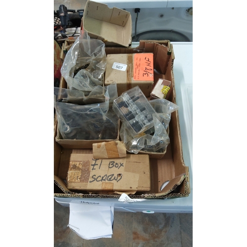507 - A quantity of assorted engineers’ fixings and small workshop components, including boxed screws and ... 