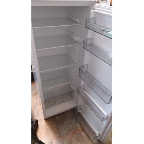 508 - NordMende freestanding full length larder refrigerator in white enamelled metal, with flush door and... 