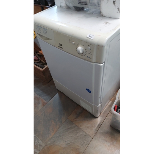 512 - Indesit freestanding condenser tumble dryer with moulded white case and drop-front door, the control... 