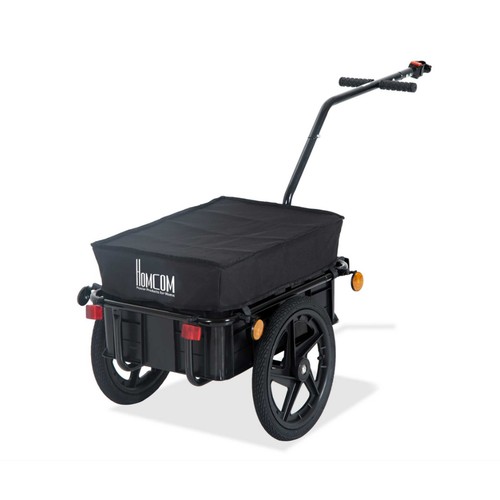 HOMCOM Cargo Trailer Bike Stroller Garden Trolley W/Carrier Utility Luggage & Wheels Black. Returned items, boxed, sold as seen. UK P&P available