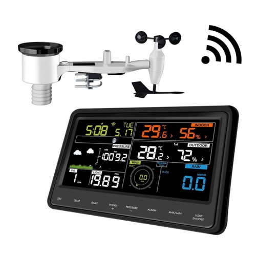 Weather Station Professional Digital LCD WiFI Weather Station with Color Display, 7-in-1 Wireless Outdoor Solar Powered, Indoor 3-in-1...    UK P&P available  Untested