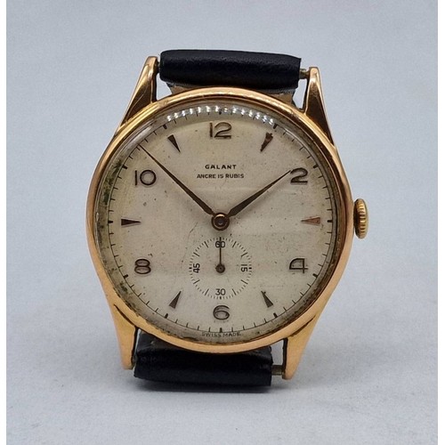 18ct Gold 1960's Galant Goliath Size, Sub Dial Wrist Watch in working ...