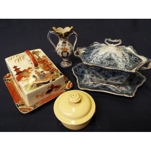 Selection of Old Ceramics inc BURSLEM Lidded Serving Dish and Cheese