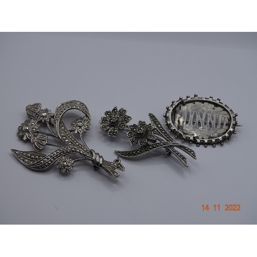 Three Vintage Solid Silver Brooches (F)