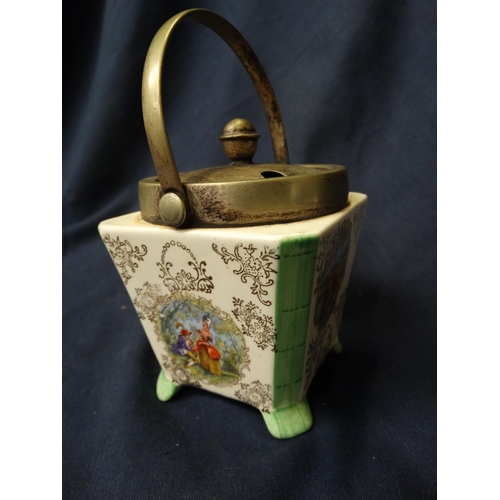 Charming Vintage Ceramic Jam/Marmalade Pot with Silver Plated Collar