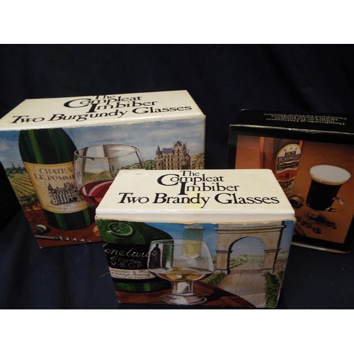 Boxed Pairs of DARTINGTON Crystal Burgundy, Brandy and Irish Coffee