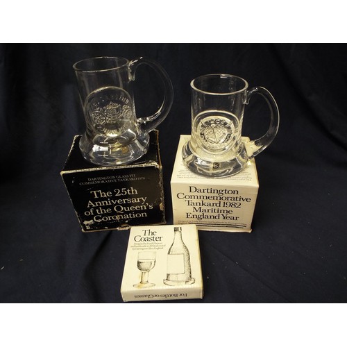 DARTINGTON Crystal Two Commemorative Tankards and Coaster, All Boxed [T6]