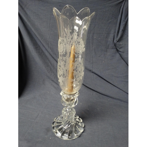 Beautiful Tall Candle Lamp on Heavy Crystal Base. Stands 16" [ovC7]