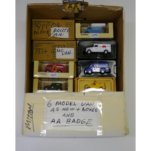 3 - 6 Model vans & boxes, and AA car badge