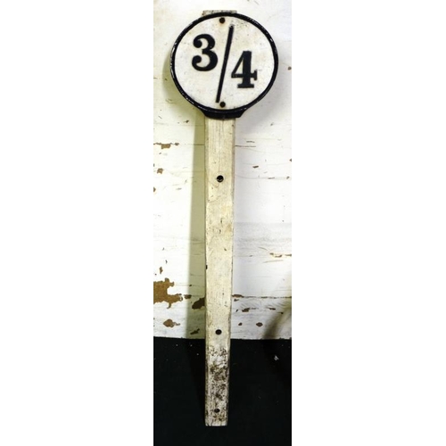 423 - Original railway 3/4 gradient cast iron marker on post