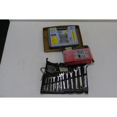 342 - 43 Piece socket and tool set and titan fittings and 12 metric spanners