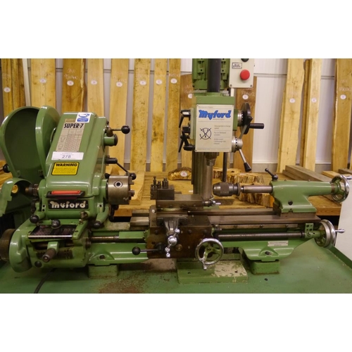 526 - Myford Super 7 Lathe together with a factory fitted vertical and unused milling machine. This top-of... 