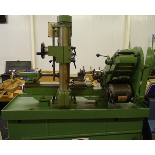 526 - Myford Super 7 Lathe together with a factory fitted vertical and unused milling machine. This top-of... 