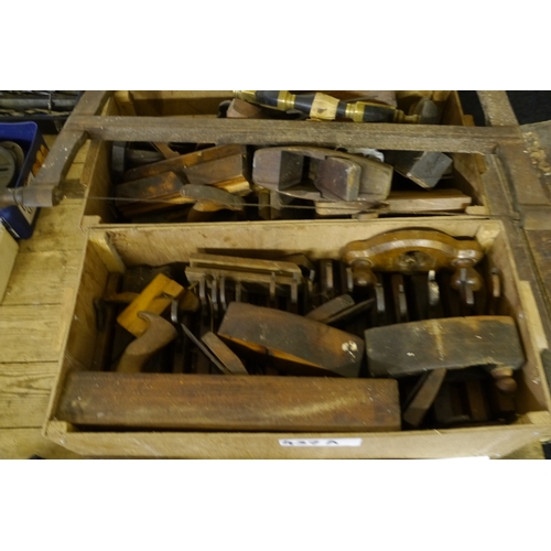 437A - 2 Boxes of planes, braces and saw