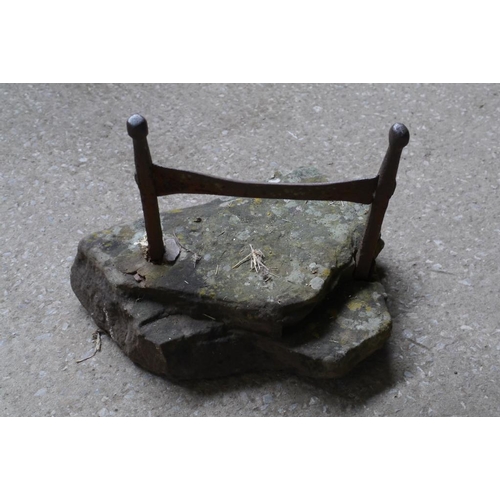 2 - Iron boot scraper in stone base