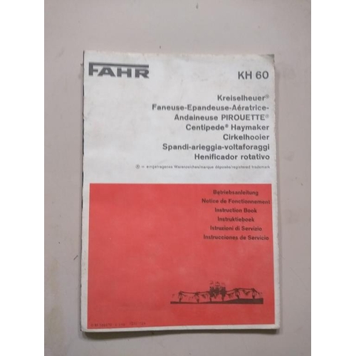 153 - Fahr instruction books to include Turbo mower and conditioner, Centipede haymaker, M600 combine harv... 