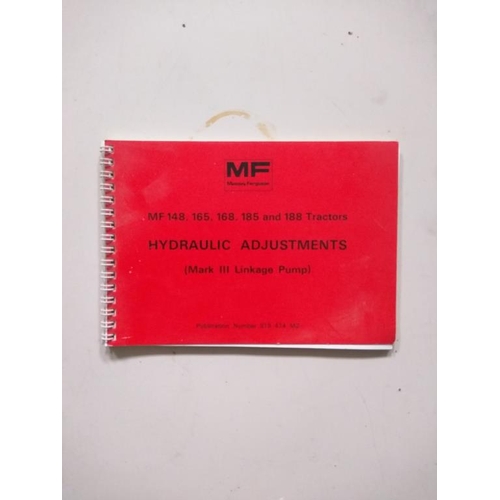 172 - Massey Ferguson hydraulic lift system with pressure control manual and hydraulic adjustments booklet... 