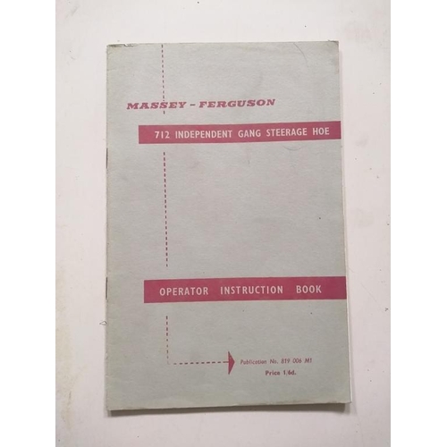 196 - Massey Ferguson instruction books, MF708 earth mover, MF709 weeder, MF712 independent gang steerage ... 