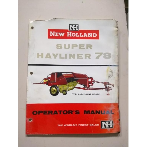 207 - Selection of New Holland manuals including 401-5 crimper, Crop carrier, Hayliner 68 and super Haylin... 